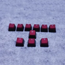 Universal Single Keycap Replacement for Corsair Keyboards - ESC, Tab, Ctrl, Space Bar, Caps Lock, Shift, WASD, Arrow - Multilingual Layout Options (Red 10 keys)