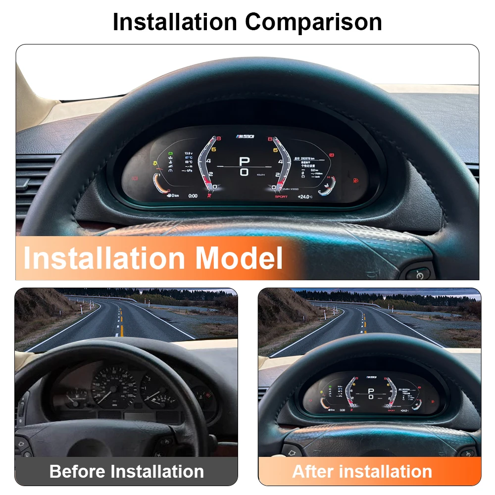 Panel de Instrumentos Digital para BMW E46 1999-2004, Cabina Virtual, Velocímetro, Compatible con CarPlay, Plug and Play 2