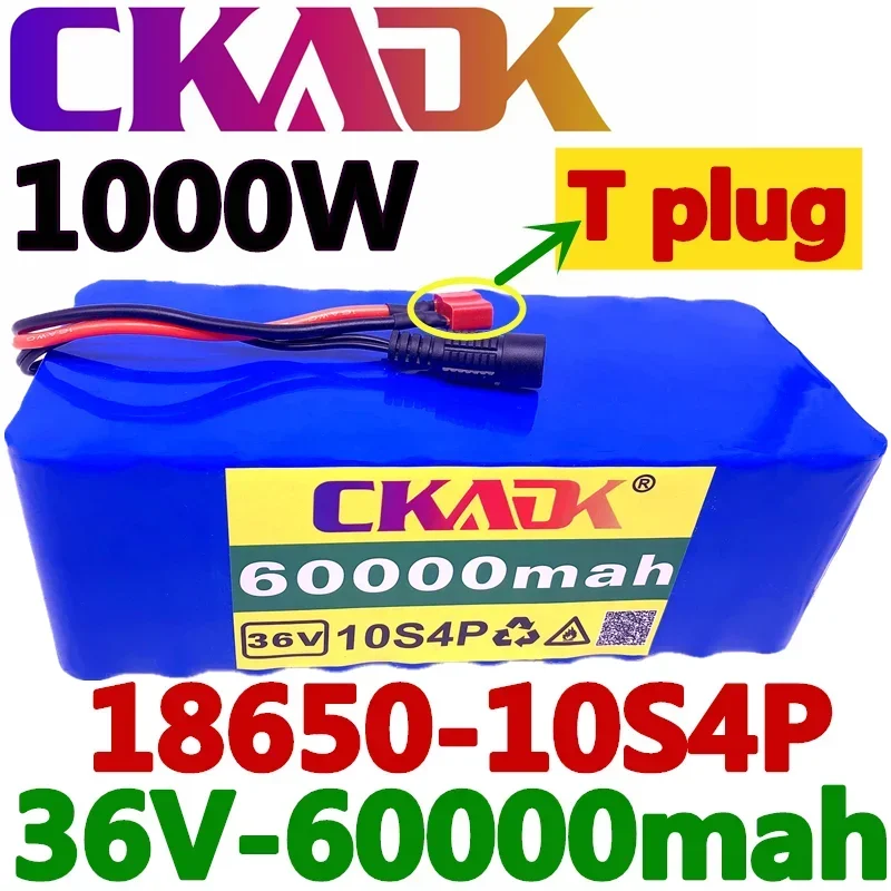 

Original 36V battery 10S4P60Ah battery pack 1000W high power battery 42V 60000mAh Ebike electric bike BMS+42V2A Charger