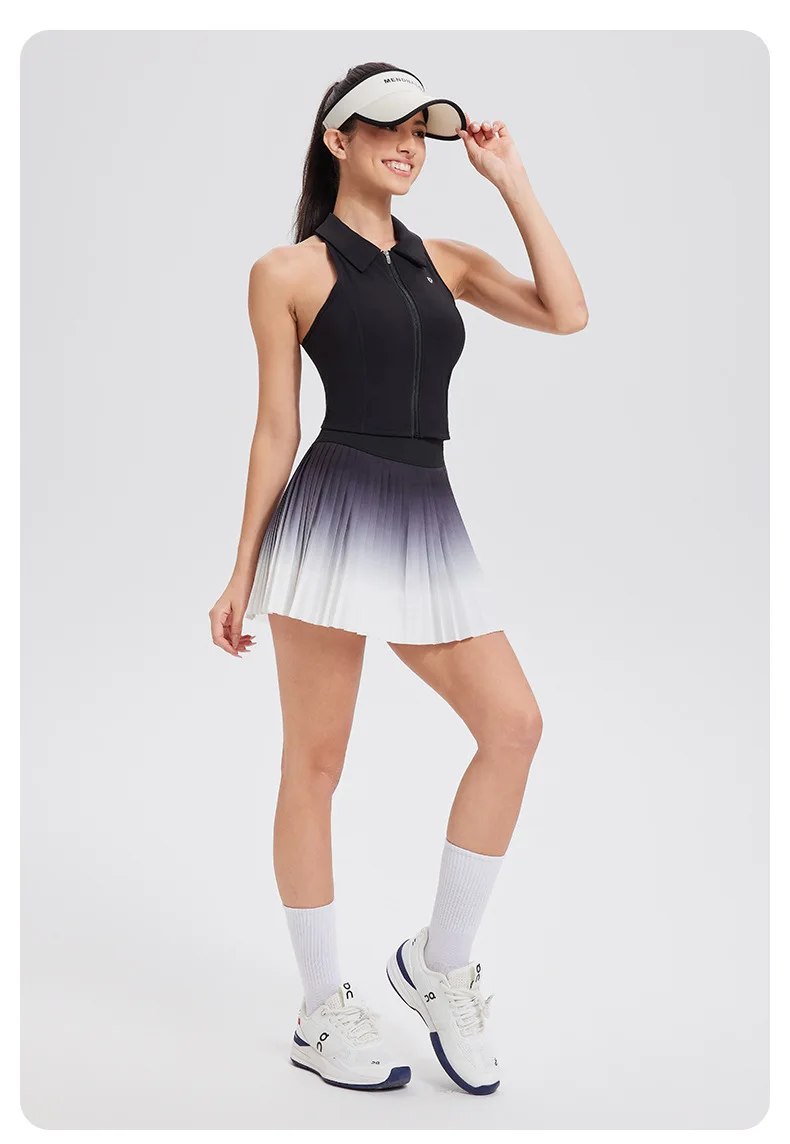 Women Tennis Suit Set, Polo Collar, Front Zipper, Badminton Sports Short Skirt 18 Sacfb97e601fb4bc0a90dd74df845885aM