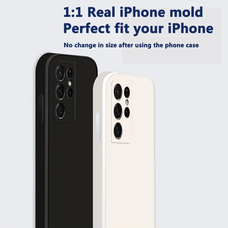 Square Liquid Silicone Soft Protective Case - Premium Soft Cover and Bag