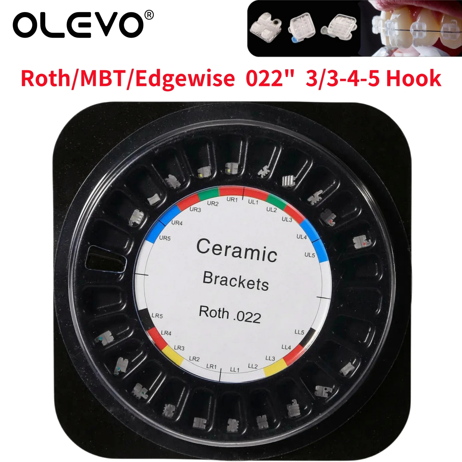 20Pcs/Pack Dental Orthodontic Ceramic Bracket Braces for Teeth Roth/MBT/Edgewise .022 345/3 Hooks Dentistry Ortho Accessories