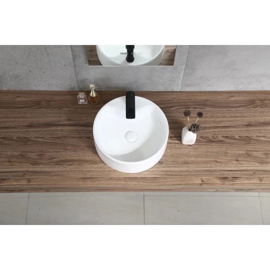Round White Ceramic Countertop Wash Basin