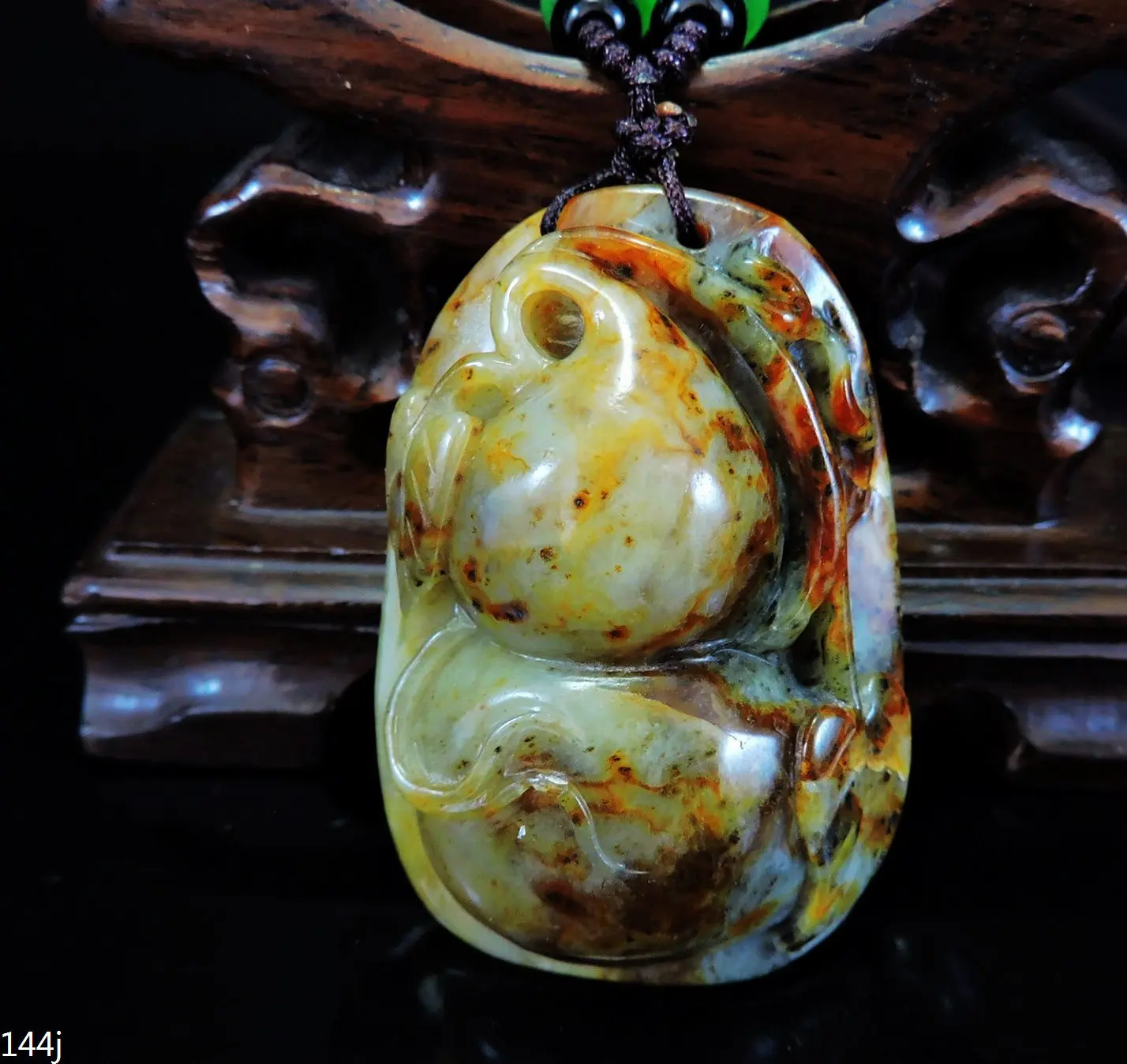 

Jade Jewelry Natural Jade Pendant Necklace Hand-Carved lucky gourd Jadeite Necklace Pendant Gift No Treatment 144j