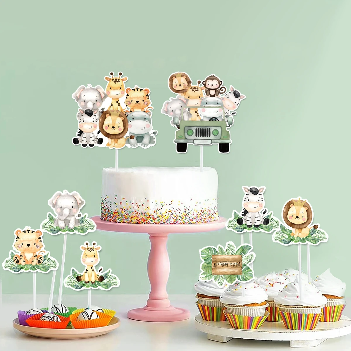 Safari JUNGLE-thema caketopper met gepersonaliseerde leeftijd verjaardag babyshower verjaardagstaart - België Safari JUNGLE-thema caketopper met gepersonaliseerde leeftijd verjaardag babyshower verjaardagstaart - België