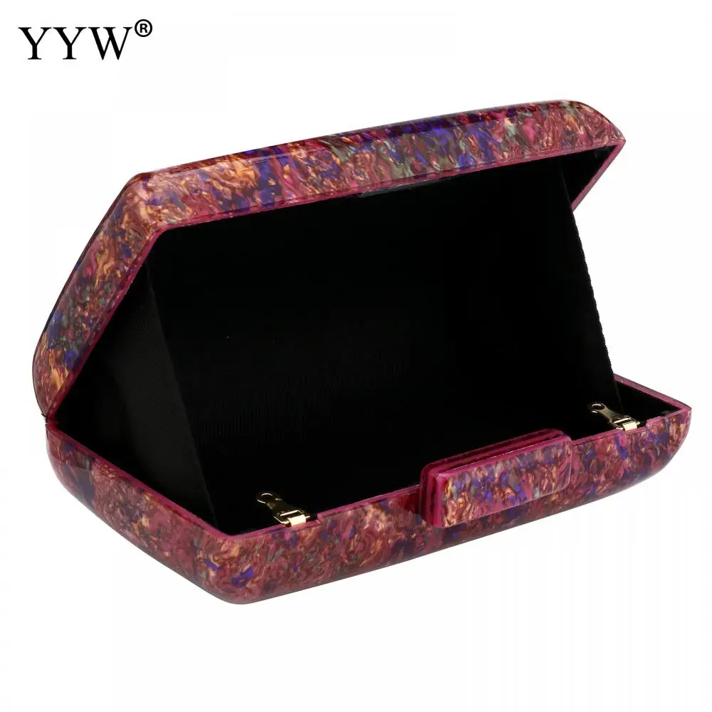YYW Akryl Kvinnor Vintage Färgglad Marmor Prom Evening Clutch Bag Party Handväska Kvinna Casual Box Clutches Handväska_voghion.com