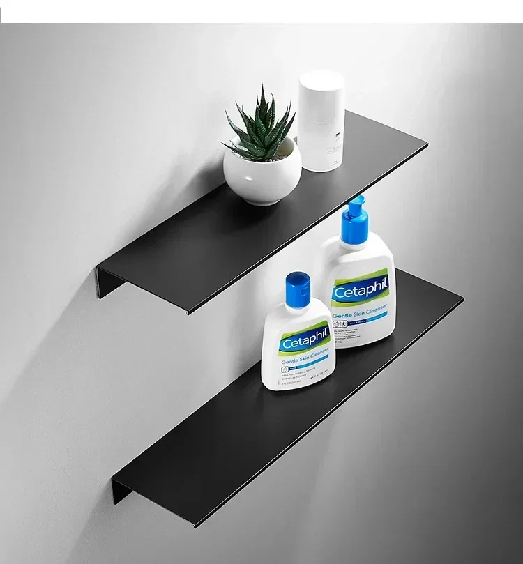 Description Picture 5 of itemBathroom Shelf Wall Mounted Floating Shelf Aluminum Alloy Rack 30-50cm Bathroom Accessories Organizer For Kitchen Shower Room