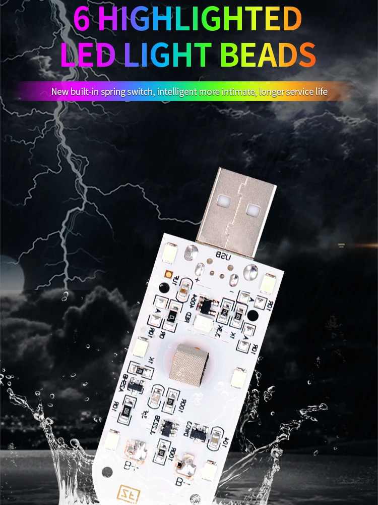 High Brightness LED car light USB Charging Car Interior Lighting Magic Sticker Ambient Lamp With Strobe Mode For Multi-color