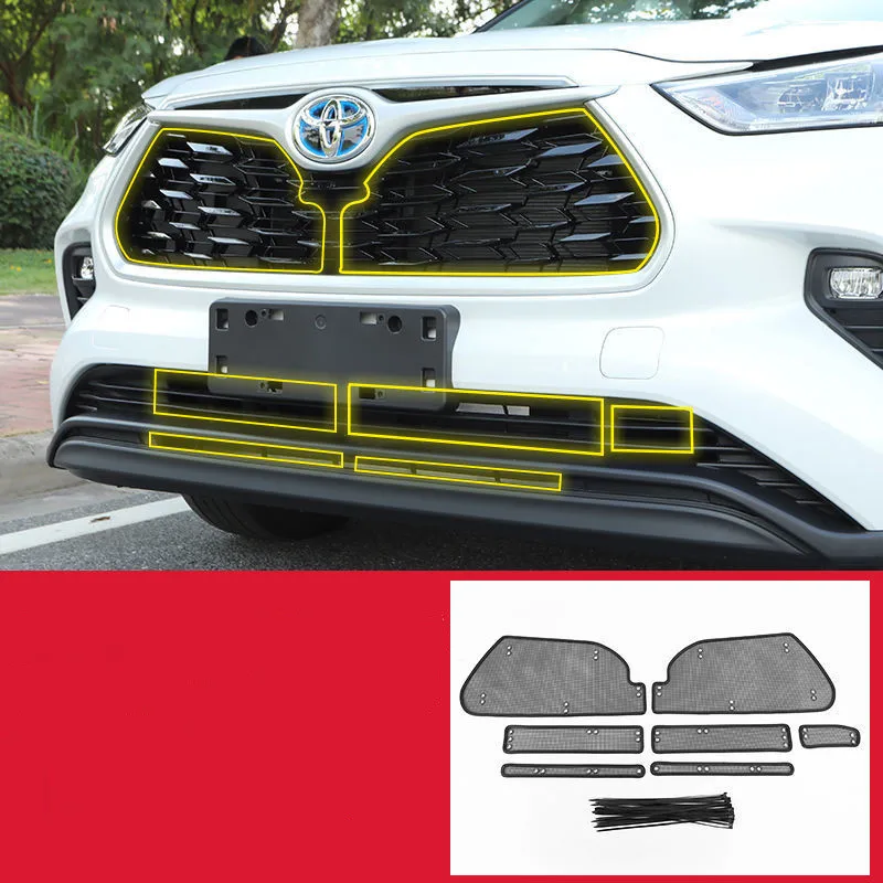 

For Toyota Highlander Kluger XU70 2020 2021 2022 Car Insect Screening Mesh Front Grille Insert Net Accessories