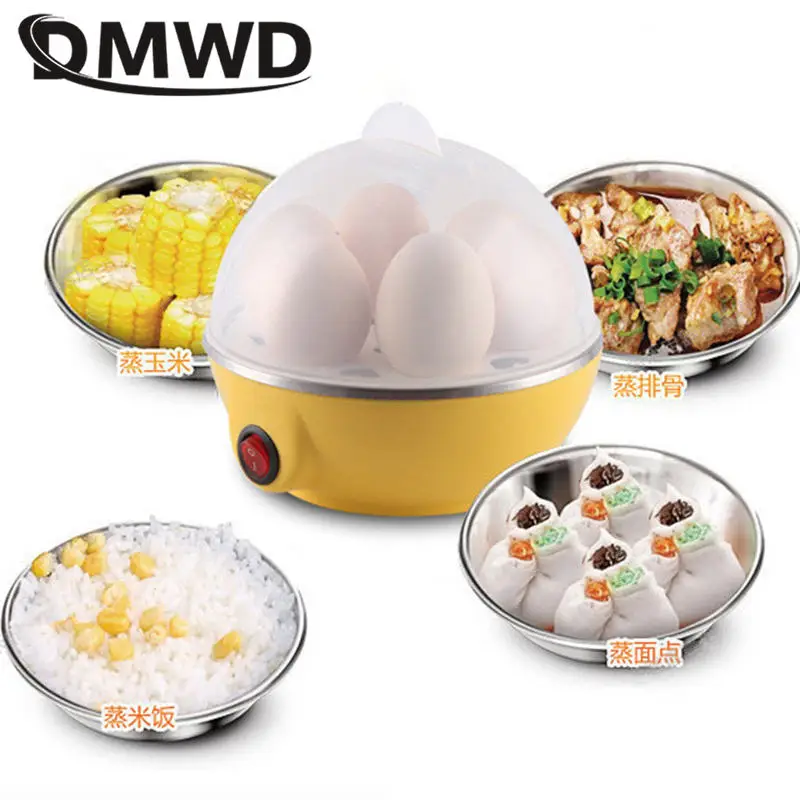 Electric Rapid Egg Cooker Stainless Steel Pan 7 Eggs Capacity EU