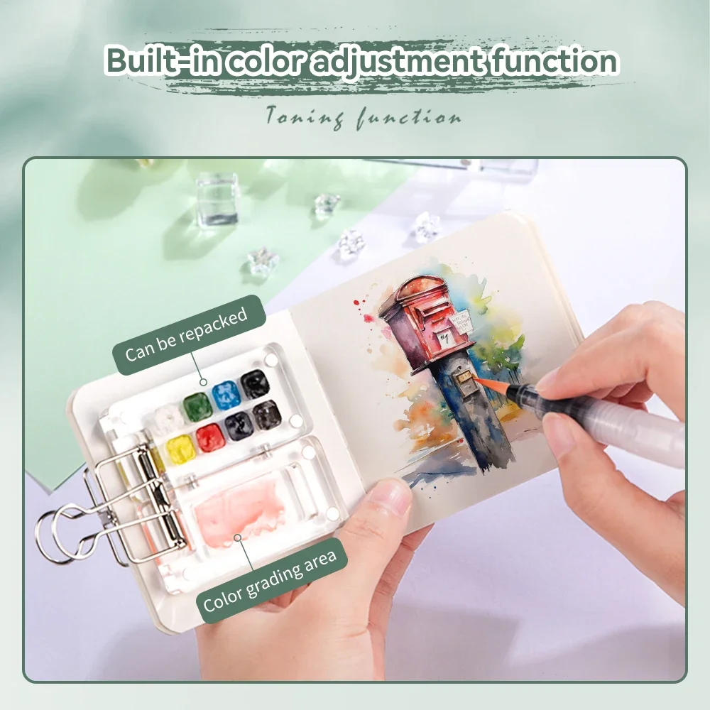 8Grids Portable Travel Watercolor Set Mini Acrylic Empty Color Mixing Box Watercolor Palette Paint Box For Art Painting Supplies
