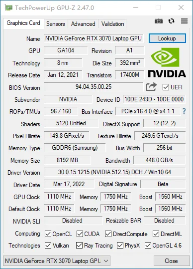 RTX 3070 8GB Graphics Card Non LHR 256Bit GDDR6 Computer Gaming