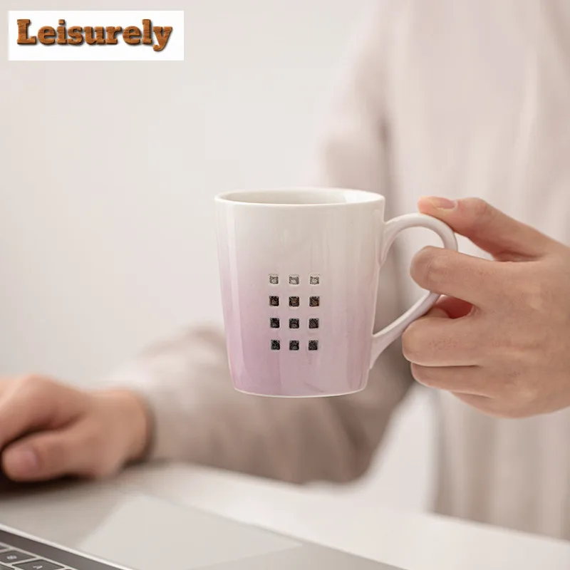 200ml Palace Style Gradient Mug Traditional Coffee Cup Mug With Plate Tea Making Office Water Cup Tea Services Gift Supplies