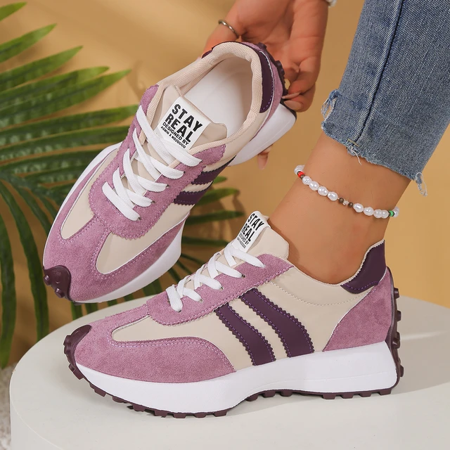 Spring Thick Bottom Women Sneakers 2025 Summer Casual Patchwork Leather Sneakers Women Outdoor Casual Comfortable Shoes Ladies 2