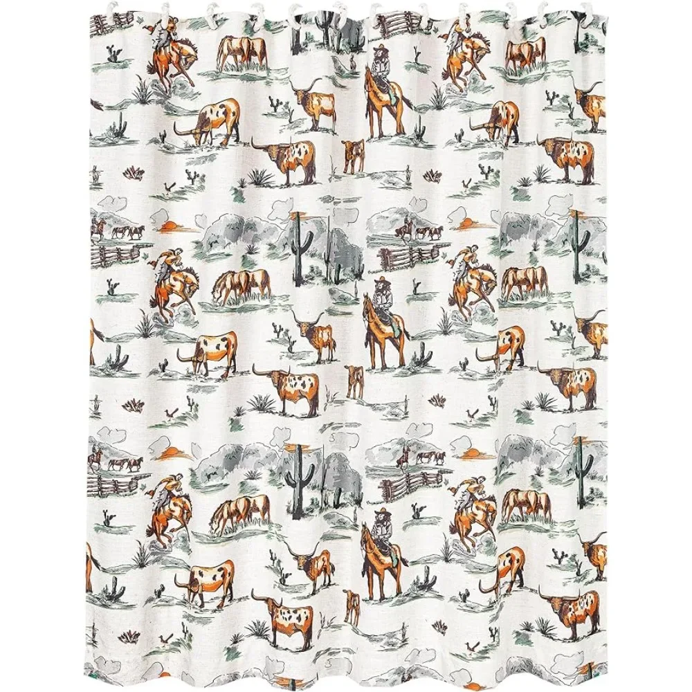 

Duffle Bag Cowboy Cow Longhorn Horse Print Shower Curtain 72x72 Inch Shower Curtains for Bathroom Western StyleFreight Free Home