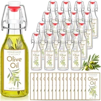 Swing Top Glass Bottles for Olive Oil Homemade 8 oz Clear Flip Top Bottles with Airtight Lids Labels for Storing Homemade Oil 1