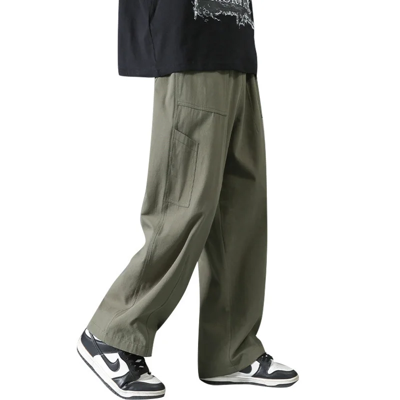 Korean Popular Clothes Men's Clothing Summer Thin New Men's Pants Cotton Vintage Work Wear Pants Wide  Leg Loose Casual Pants