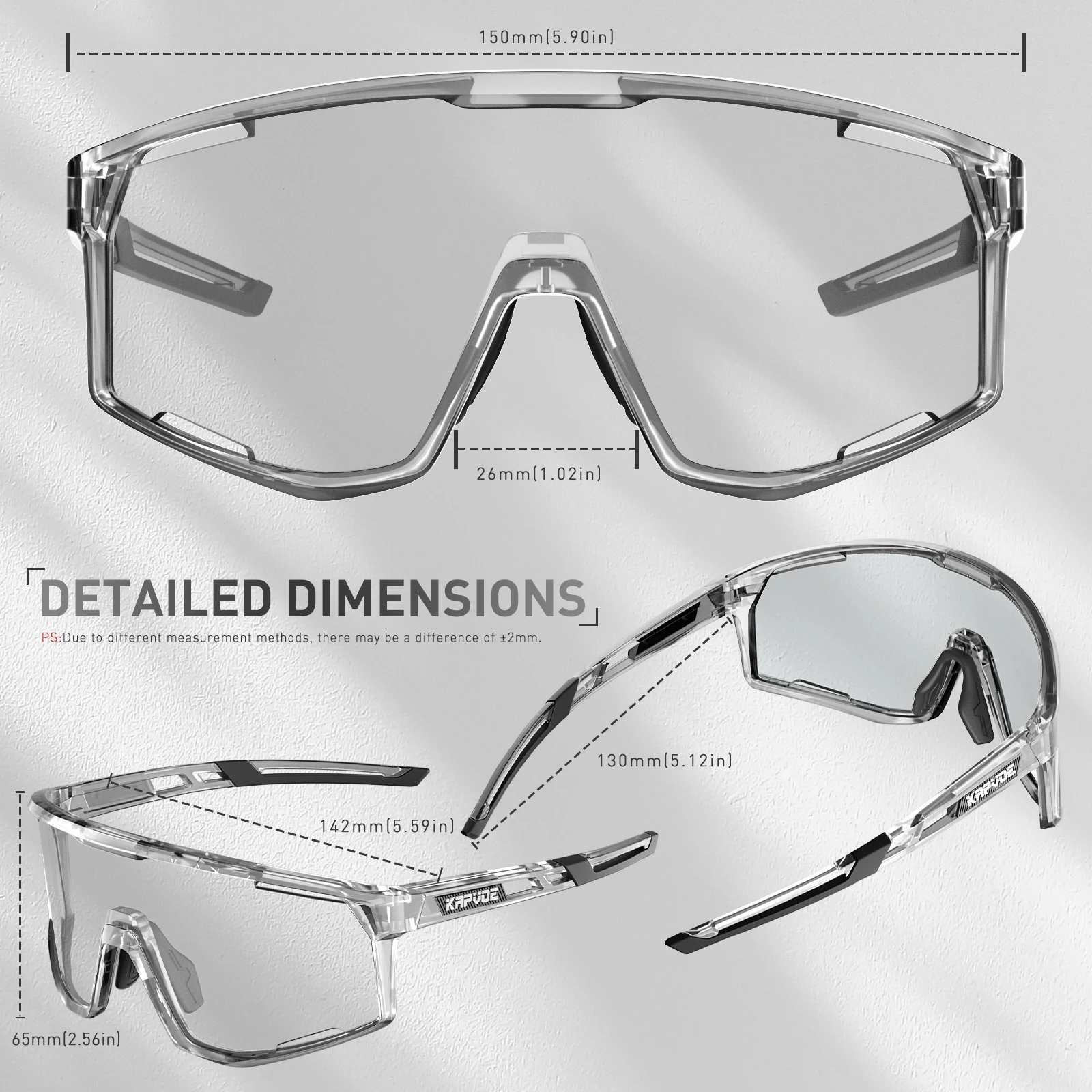 Kapvoe Photochromic Sunglasses Frame and Lens Photochromic Cycling Glasses UV400 Sports Glasses Running Driving Outdoor Eyewear