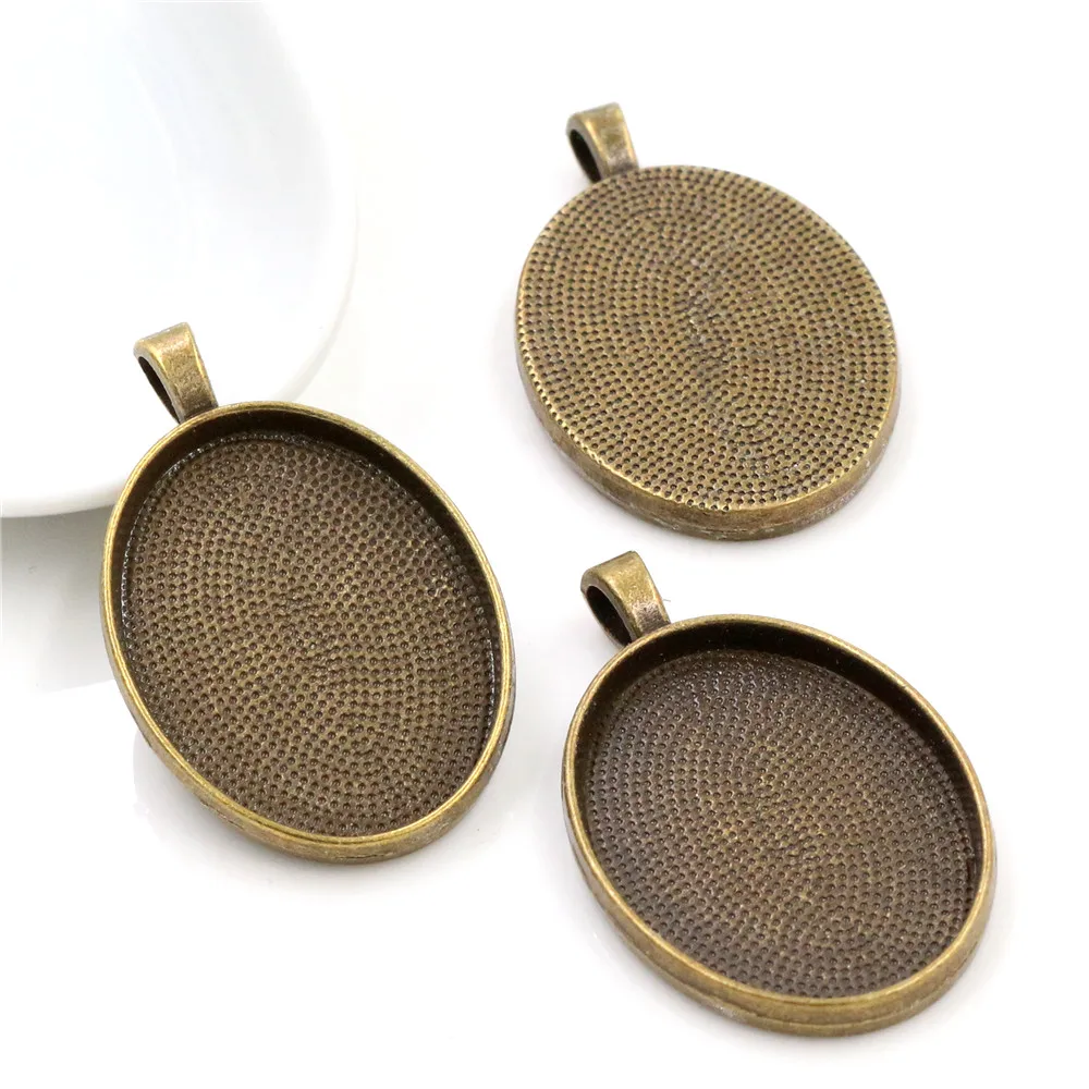 10pcs 22x30mm 내부 크기 골동품 실버 색상 청동 간단한 스타일 카메오 카보 숑 자료 설정 매력 펜던트 목걸이 결과