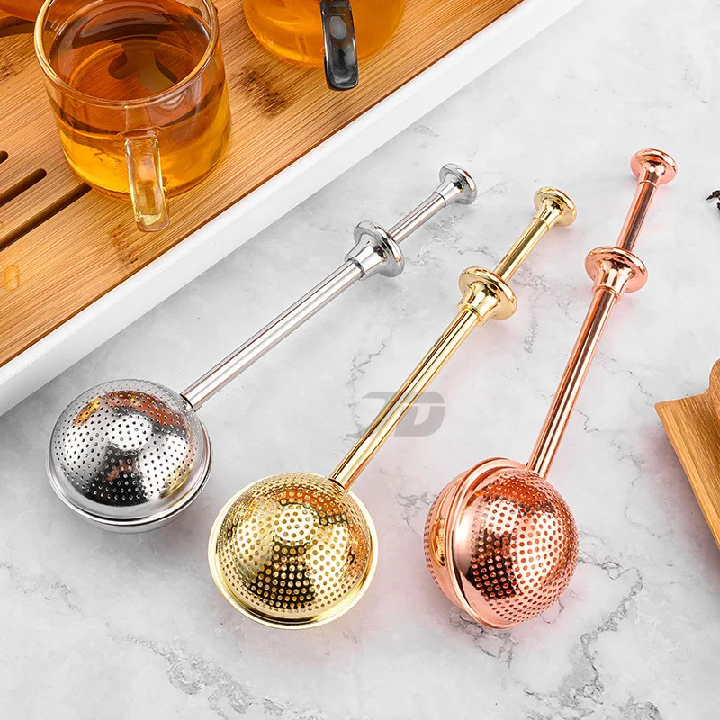 Press Type 304 Stainless Steel Tea Ball Infuser Retractable Metal Coffee Powder Cha Strainer Kitchen Diffuser Sieve for Spice tea infuser tea strainer tea filter