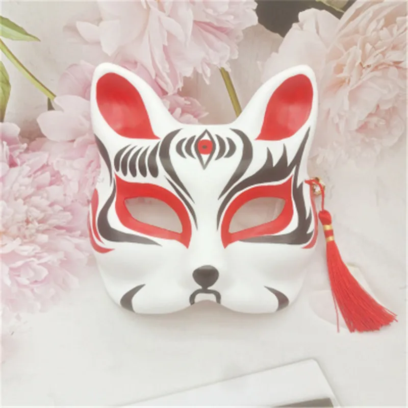 LIFKOME Kitsune Volpe Maschera Volpe Copertura Viso Kabuki Maschere Giapponesi Tradizionali Volpe Cosplay Maschere Kabuki Gatto Carino Cosplay Mezza Maschera Kimono Accessori Per Festa in Mascheratura
