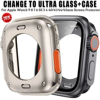 Coque de protection d'écran pour Apple Watch 45mm 44mm 40mm 41mm, coque de protection avant et arrière en PC rigide, iwatch 9 8 7 SE 6 5 4, transformation en Ultra 1