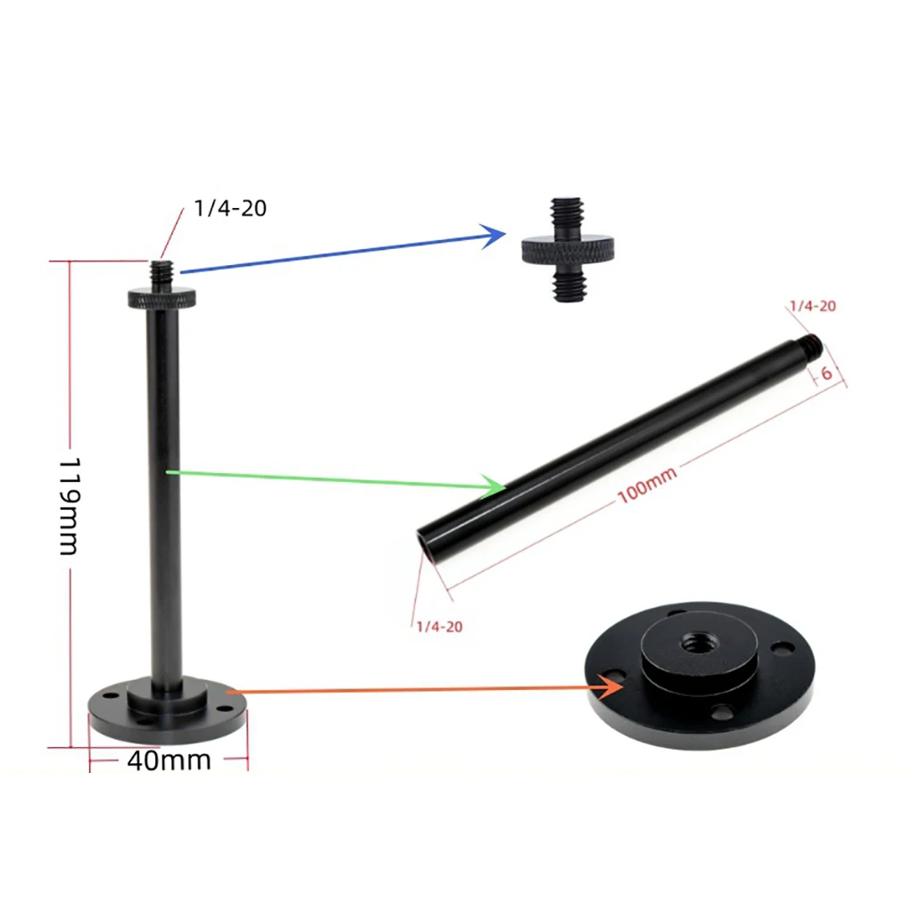 Desktop Light Stand Bracket Aluminum 1/4" Screw for Outdoor Camping Lantern Lamp Travel Picnic Hiking DIY Detachable Holder Pole