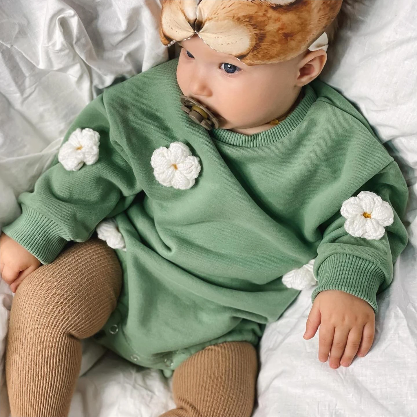 Barboteuse à Capuche Ours Pour Bébé - Manches Longues, Couleur Bloc, Chaude Et Douce, 5 Tailles
