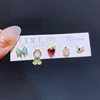 Mixed 5pcs/Set Colorful Zircon Crystal Fairy Tale Stud Earrings for Women Girls Party Gift Jewelry 3