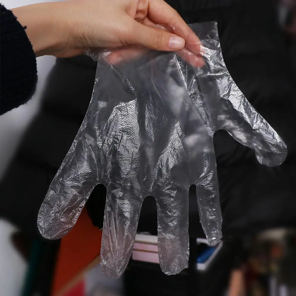 Description Picture 5 of item100pcs/box Transparent Plastic Gloves Multifunctional Convenient Disposable Gloves Eco-friendly PE Gloves Hairdressing