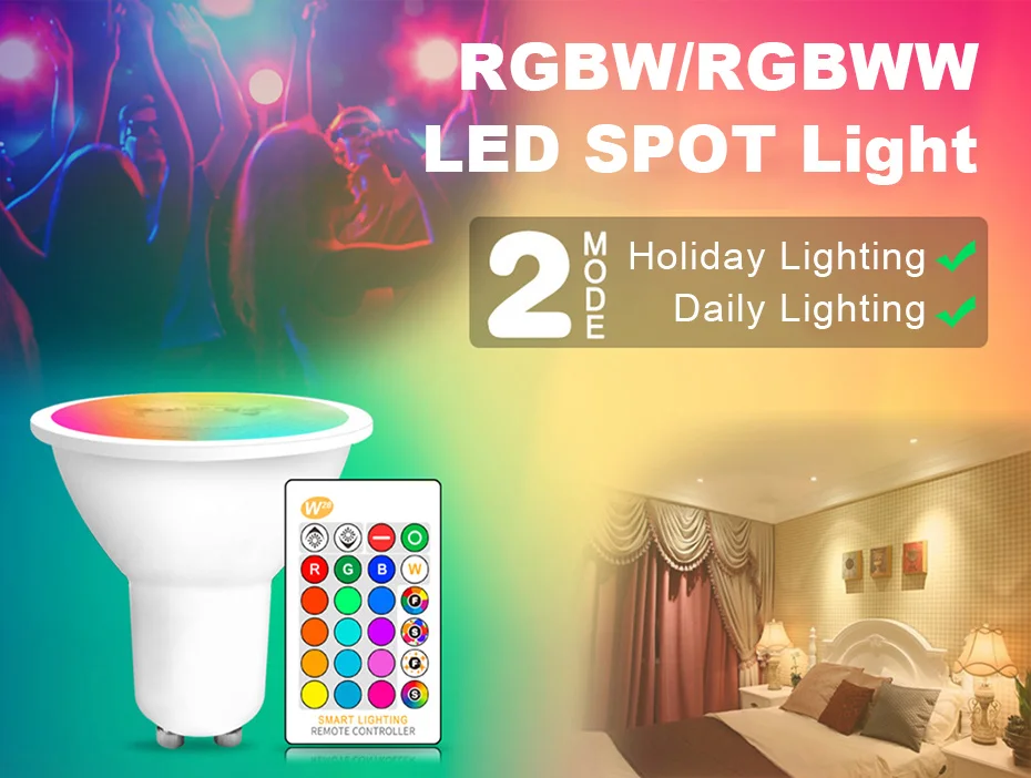 Description Picture 2 of item4Pcs LED Bulb Light GU10 RGB Dimmable Atmosphere Night 8W Spotlight with IR Remote Control Memory Function for Living Room