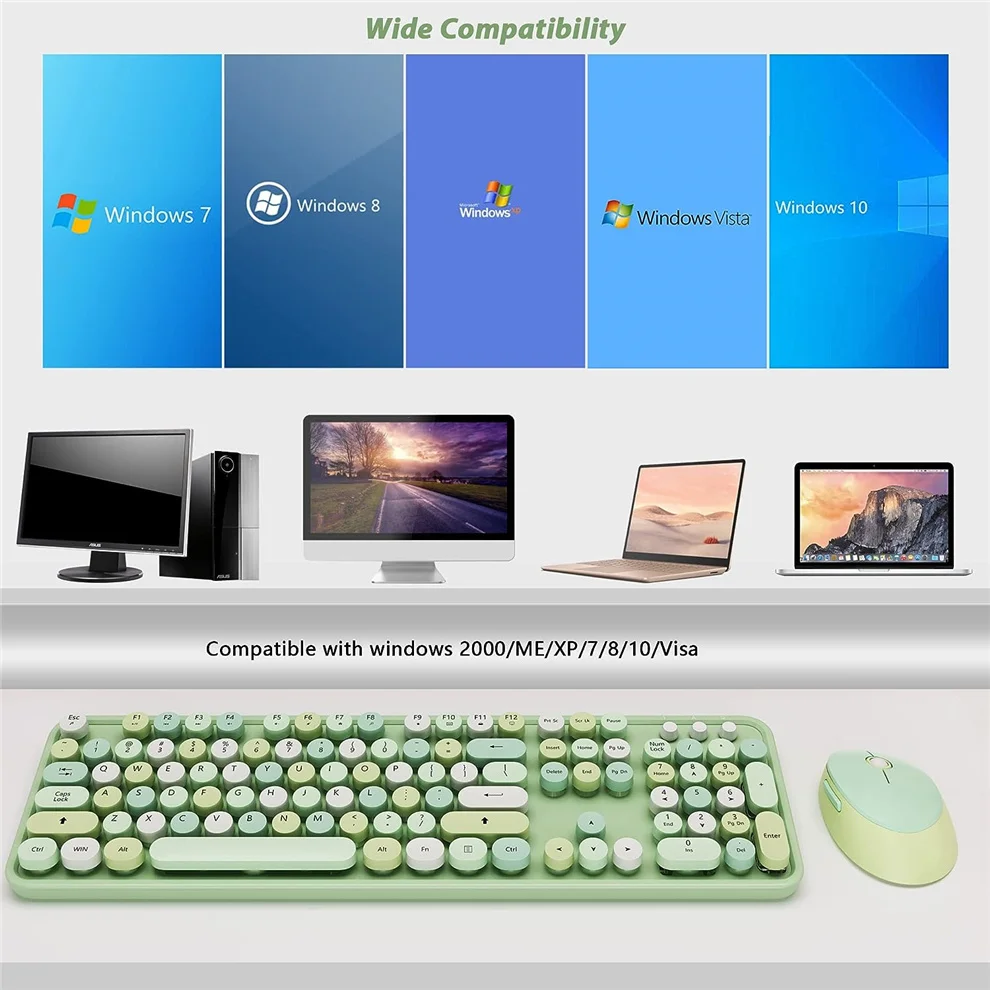 e Mouse Set, Teclas Redondas, Ergonômico, Tamanho