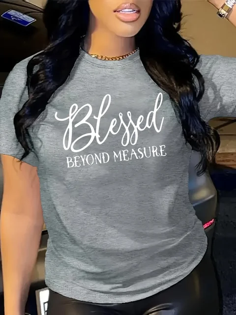 Blessed Beyond Measure Women's Tee - Faith Graphic, Casual Orange Top 3