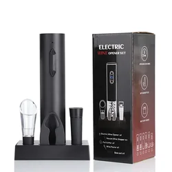 Deluxe Rechargeable Wine Opener Set with Automatic Corkscrew, Foil Cutter, Pourer, and Stopper (USB Style 6pcs Set)