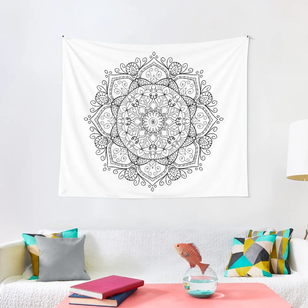 

Black and White Mandala Tapestry Wall Hanging Decor Decoration Home Cute Room Things Tapestry