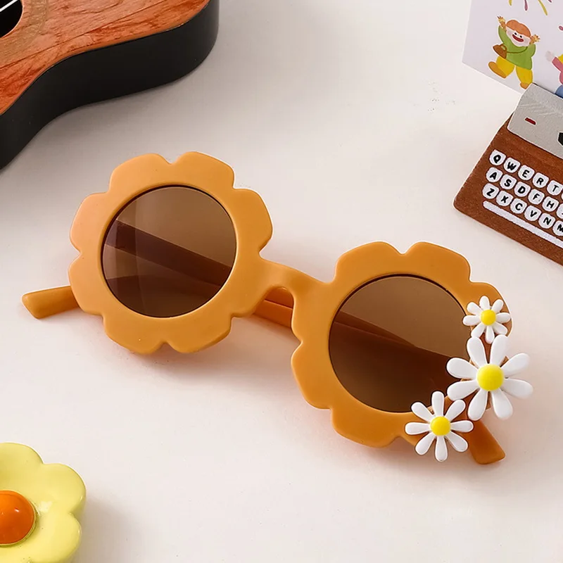 Children Cute Cartoon Flower Heart Sunglasses Kids Round Glasses Baby Fashion Colors Sunglasses Boys Girls Eyewear