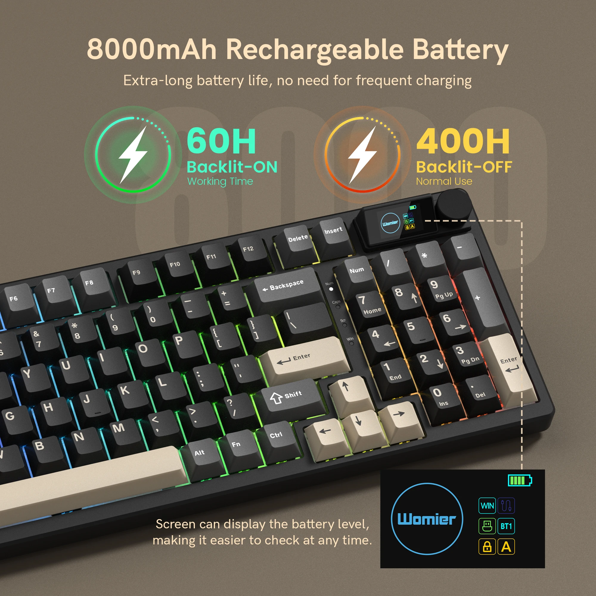 Womier M98 96% 무선 기계식 게이밍 키보드 VIA 지원 트라이 모드 핫스왑 RGB 커스텀 키보드 PC/Mac용