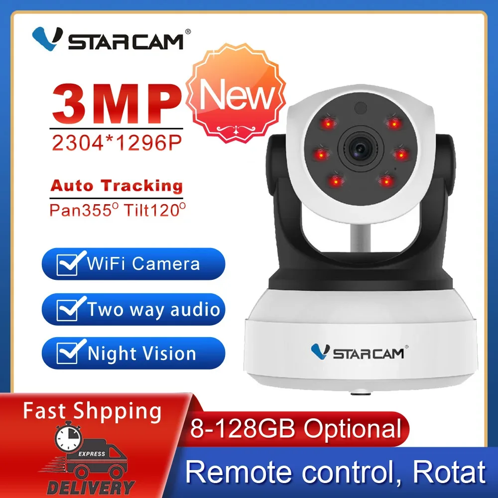 كاميرا Vstarcam 3MP مراقبة الطفل واي فاي 2 طريقة الصوت كاميرا ذكية 2304x1296P كشف الرؤية عن بعد الأمن كاميرا أطفال لاسلكية