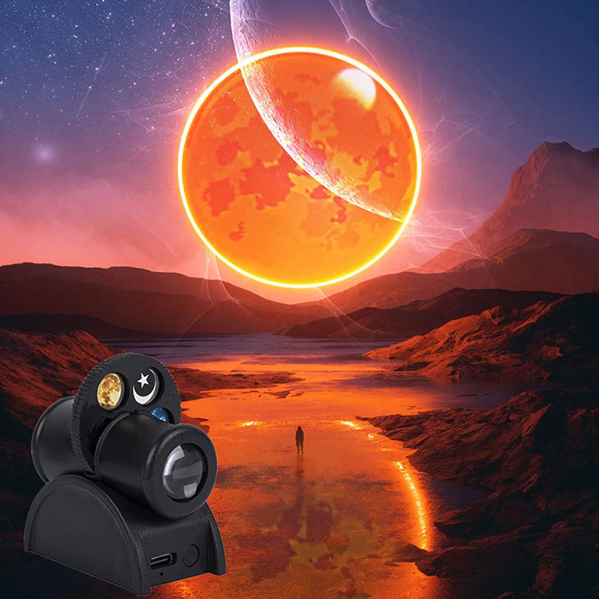 USB Creative Starry Sky Projection Lamp Replaceable Multifunctional Earth Constellation Jupiter Atmosphere Creates a Night Light