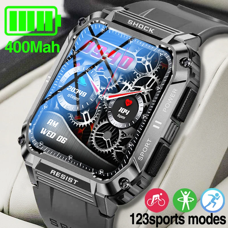 

2023 Outdoor Smart Watch Men IP68 Military Waterproof Smart Watch HD 1.95 Inch Rugged Sports Fitness Watch Men Long Standby