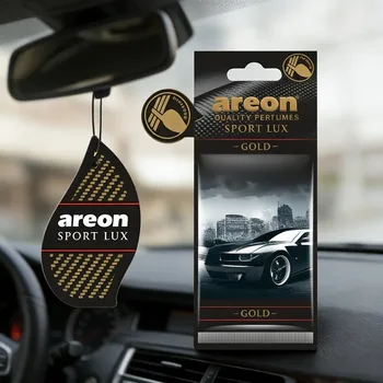 Areon Sport Lux gold Hanging Car Air Freshener Long-Lasting Odor Eliminator for Home Premium Carbon Fiber Design Auto Perfume 1