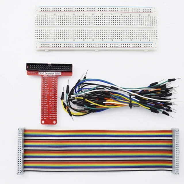 Adeept Raspberry Pi GPIO Breakout, T-Type GPIO Expansion Board +830 Points  Breadboard+65pcs Jumper Cables +40pin Ribbon Cable - AliExpress