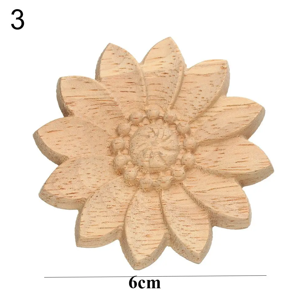 Natural Floral Carved Wooden Decorative Figurine Craft Frame and Corner Applique