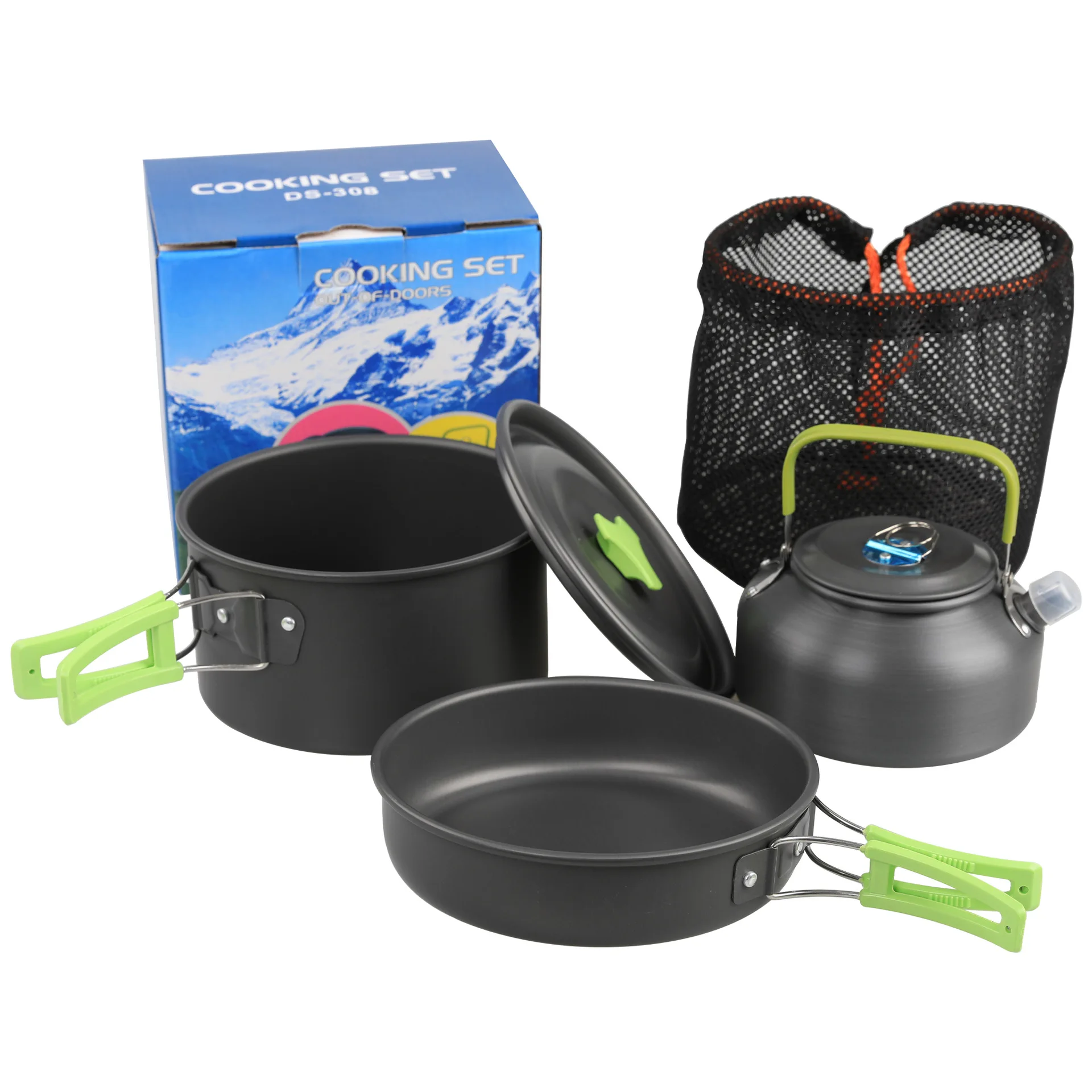 Camping Cooking Pot Pan Kettle Set Alloy Cookware Set DS-308 Combine