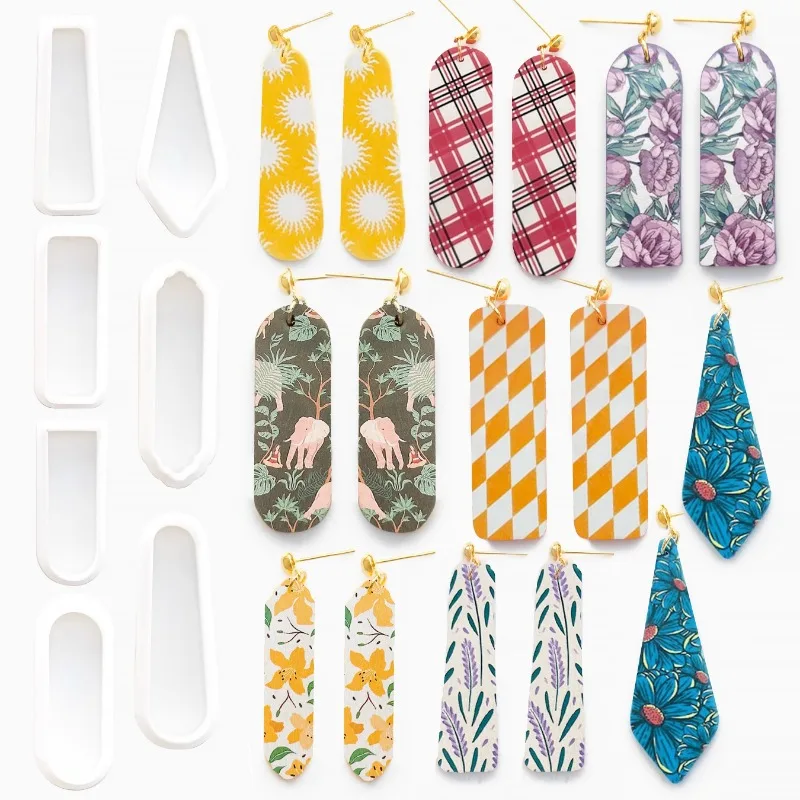 Versatile Trapezoidal Oval Diamond Pattern Polymer Clay Cutters for polymer clay cutter