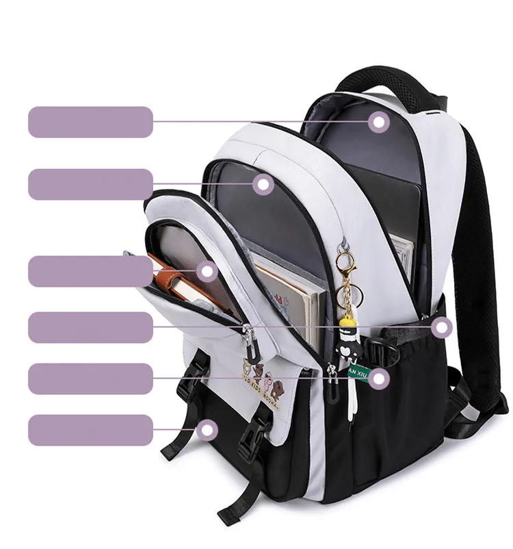 Backpack 3Pcs/Set for Girls Large Capacity Middle Schoolbag Student Schoolbag Set School Backpack Bags for Teenage Students Bag 5