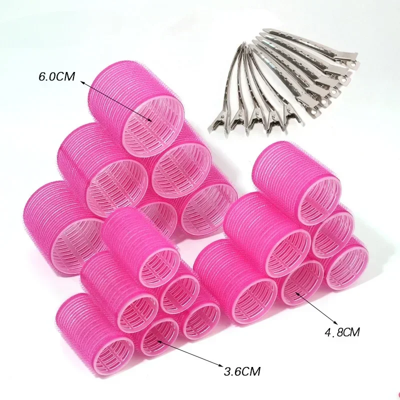 Hair Curlers Set Plastic Self-Grip 3 Sizes 10pcs Metal Clips DIY Tools