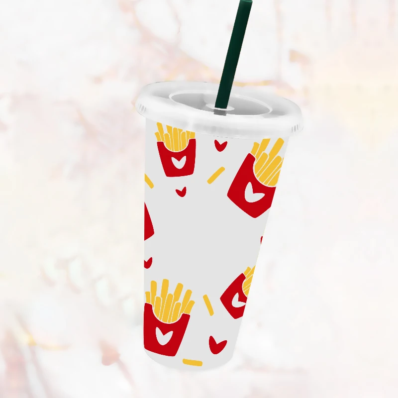 UV DTF Food Ice Cream Necesito Cafecito Prints Full Stickers For 24oz Venti Cold Cup With Hole Coffee Wraps C216-K