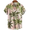 Summer Seaside Shirt For Men Women With Plant Palm Tree Pattern Print Design Short Sleeve Fashion Shirt Button Up Versatile Top 5