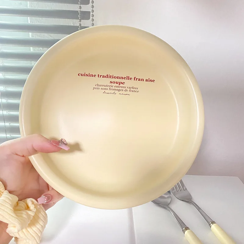 Korean Matte Ceramic Tableware Bowl and Plate Set Ins Cute Solid